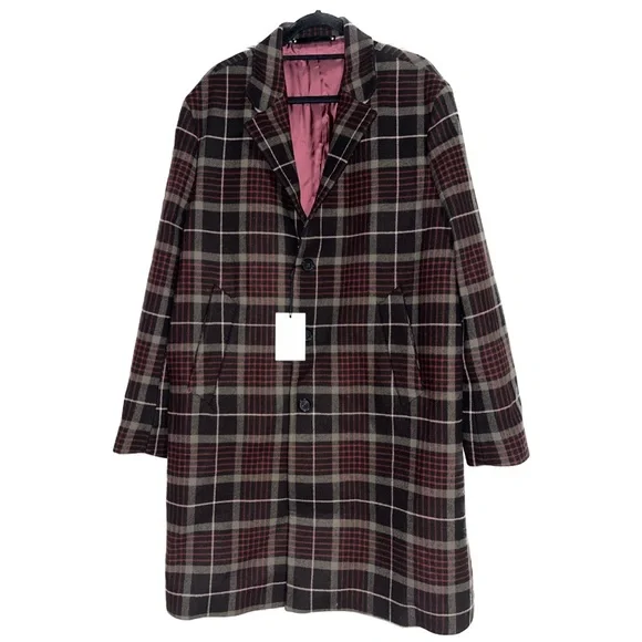 Paul Smith brown plaid checked coat, men’s size 40 - Picture 1 of 13